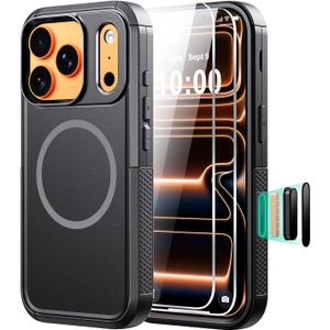 Diverbox Magnetic for iPhone 17 Pro Case-(Compatible with MagSafe) Heavy Duty Protection Phone Case with Camera Control Button with Screen Protector Shockproof Drop-Proof 6.3 inch (Black)