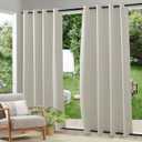 RYB HOME Outdoor Curtains 2 Panels, Waterproof Windproof Blackout Curtains for Patio Porch Garage Gazebo Universal Replacement Sidewall Curtains, Width 52 x Length 96 inches, Natural