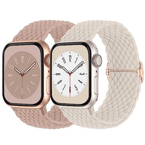 Braided Solo Loop Compatible with Apple Watch Band 38mm 40mm 41mm Women Men, Adjustable Stretchy Bands Elastic Sport Wristbands for iWatch Series 11 10 9 8 7 6 5 4 3 2 1 SE 3