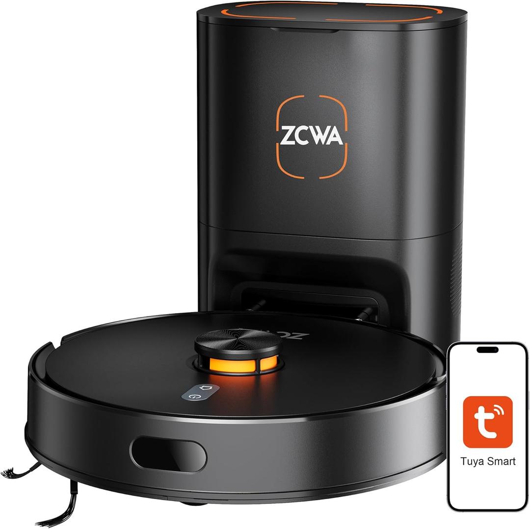 ZCWA Robot Vacuum and Mop Combo, 90 Day Self-Emptying, 10000Pa Suction, 3-in-1 Robotic Vacuum with dToF LiDAR Navigation, Anti-Tangle, 160 Min Runtime, Ideal for Hard Floor, Pet Hair & Carpet
