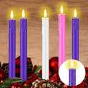 Honoson 5 Piece Flameless Advent Candle LED Taper Candles for Christmas Advent Rituals Holidays, Church, Celebration, Home Decor(Drop Wax Style)