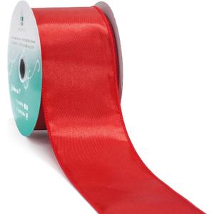 CT CRAFT LLC Satin Wired Ribbon 2.5 Inch x 20 Yards Red for Christmas Home Dcor Gift Wrapping Tree Topper Bow Wreath DIY Crafts,