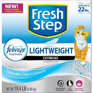 Fresh Step Lightweight Extreme with Febreze Freshness, Clumping Cat Litter, Scented, 15.4 Pounds