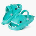 Kids Shark Slides Boys Girls Toddlers Cloud Shower Slippers Cute Cartoon Open Toe Sandals Cushioned Thick Sole Beach Pool Shoes Size 170, Green Strap