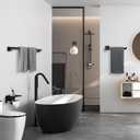 TURS Bathroom Hardware Set Black 4-Piece Towel Bar Set Include 24 Inch Towel Bar Hand Towel Holder Towel Hook Toilet Paper Holder with Shelf Wall Mounted Stainless Steel Bathroom Accessories Set