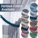 Home Queen Hand Braided Curtain Tieback, Buckle Drapery Curtain Tie Back, 4 Rope Belt Curtain Tie with 4 Metal Hooks, Navy