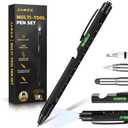 Christmas Stocking Stuffers Gifts for Men, White Elephant Gifts for Adults Dad Boyfriend Him Husband, 9 in 1 Multitool Tool Pen Set, Screwdriver, LED Light, Stylus, Bottle Opener, Ruler, Level(Black)