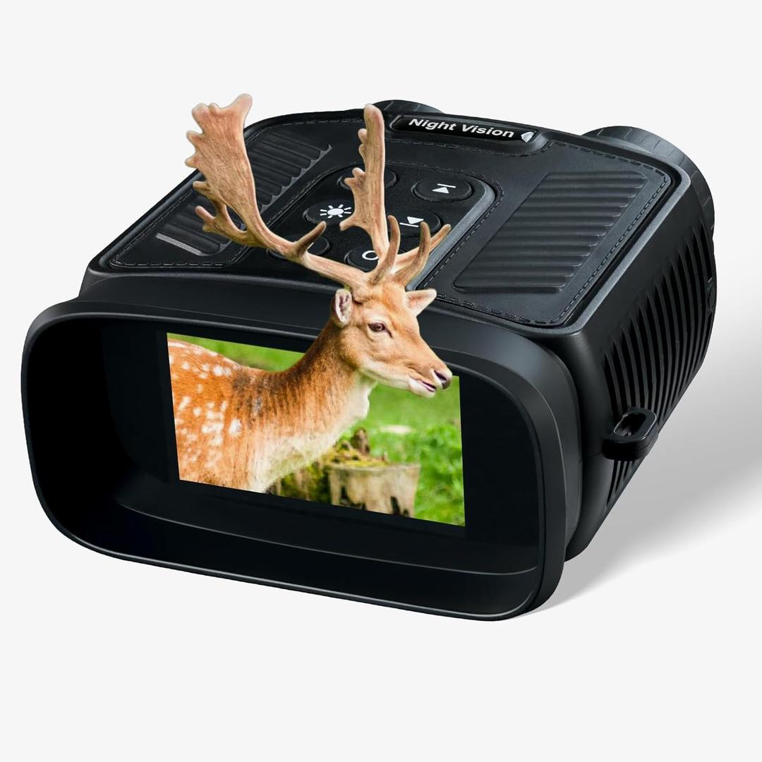 Night Vision Goggles, 4K Night Vision Binoculars, 8X Digital Zoom,7 Gear Infrared, 3''HD Screen Camera Built in 32GB Card to Save Photos & Videos for Camping, Hunting
