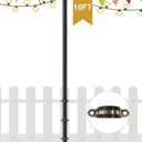 10 FT Outdoor String Light Pole Stand for Deck Fence or Patio Railing, Adjustable Globe Patio Light Post for Hanging Outside Decorate Lighting, 1 Pack