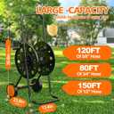 SPECILITE Garden Hose Reel Cart, Fits 75-150 Ft Hose, with Wide Stable Base | Portable Easy-Move Design, Large Capacity Hose Storage Cart, Outdoor Water Hose Reels for Car Washing and Garden Watering