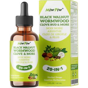 Wormwood Black Walnut Clove - Digestive Support & Gut Balance Drops for Humans, Sugar Free, Natural Flavor