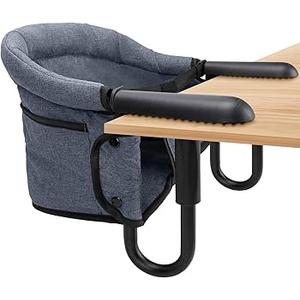 Dog High Chair for Table, Cat Desk Perch, Pet Feeding Booster, Seat Attach to Table, Hook on High Chair Portable & Foldable for Home and Travel (Grey)