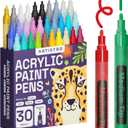 ARTISTRO 30 Acrylic Paint Markers Medium Tip- Easy for All Ages & Levels Acrylic Paint Pens for Fabric, Rocks, Paper, Wood, Canvas, Glass, DIY