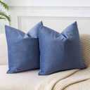 JUSPURBET Decorative Pillow Covers Set of 2 Velvet Throw Pillow Covers for Couch Sofa Bed Soft Cushion Covers Cases with Hidden Zipper for Living Room Home Decor 18x18 inch,Blue