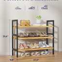 Kitsure Bamboo Shoe Rack for Entryway, 27.5" x 9.8" x 25.6", Natural/Black