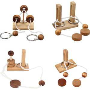 Brain Teaser Puzzle Wooden Threading Rope Loop Puzzle Luban Lock Brain Teaser Game Adult Kids Toy Puzzles for Adults (4)