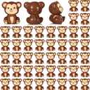 Silipull 50 Pcs Mini Monkey Figurines Resin Monkey Figures Bulk Tiny Animals Favors for Summer Cake Topper Goodie Bag Fillers Supplies Stuffers(Cute,Brown)