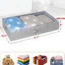 punemi Under Bed Storage With Lids, 2 Pack Large Underbed Storage Containers Clothes W/ 3 Handles, Foldable Low Profile Stackable Drawer Organizer Bins Box for Blanket Shoe Bedroom, 31.1*15.7*6inch