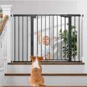 Cumbor 29.7-48" Baby Gate for Stairs, Mom's Choice Awards Winner-Dog Gate for Doorways, Auto Close Safety Pet Gate for Dogs Indoor, Easy Install Pressure Mounted Child Gate with Walk Thru Door, Black