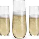 48 Count Stemless Plastic Champagne Flutes, 9oz Mimosa Glasses Disposable Premium Quality Unbreakable Crystal Cocktail Glasses, Recyclable Plastic Cups for Indoor Outdoor Party,Wedding,Bars