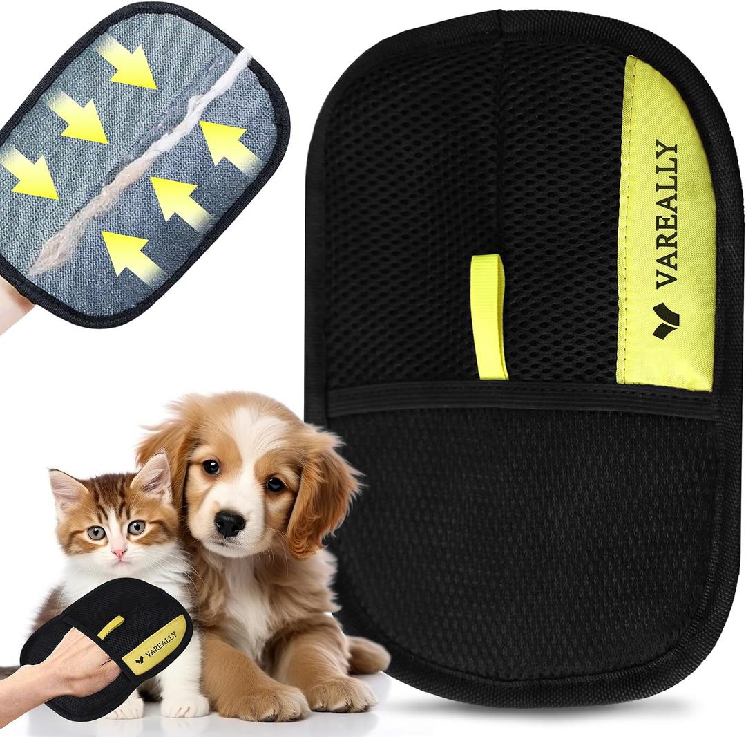 Pet Hair Removal Glove Reusable Electrostatic Grooming Gloves for Dogs & Cats Pet Hair Removal Dog Hair Remover