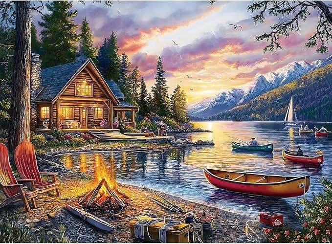 Jigsaw Puzzle for Adults 500 Pieces – 500 Piece Puzzle with Scenic Cabin, Interlocking Adult Puzzles, Letter Clues, 1:1 Poster, Home Decor Gift | 20.5 x 15 in