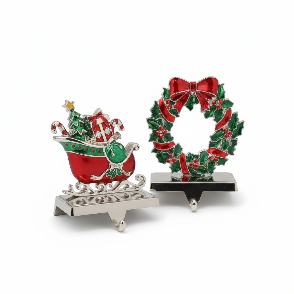 WeddPtyFr Black Christmas Stocking Holders for Mantel Set of 2 Stocking Hooks for Fireplace Mantel Hangers for Stocking Metal Stocking Holder for Christmas Decoration Hanging Hanger Clips