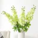 YalzoneMet 3Pcs Light Green Delphinium Artificial Flower Long Stem for Tall Vase 31.5'' Real Touch Fake Larkspur Latex Big Delphinium for Home Decor Floor Vase Flora Table Centerpiece