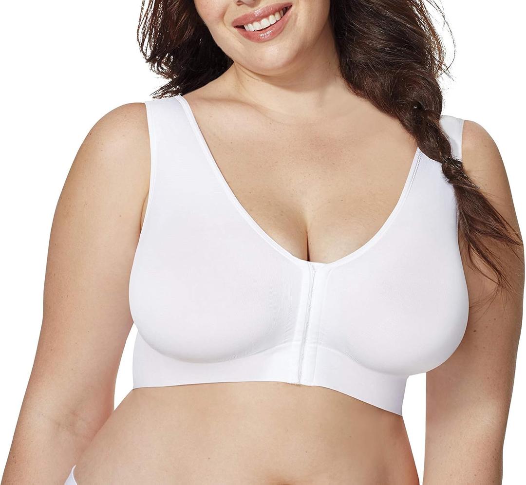 Hanes Womens Pure Comfort Front-Close Wireless Bra, Seamless Cooling T-Shirt Bra, Mj1274 (XX-Large)