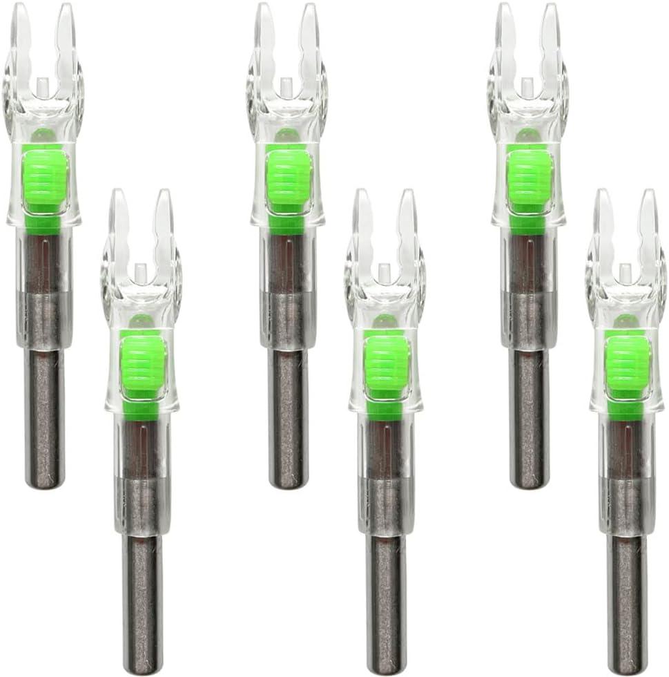 Bgary Lighted Nocks .204'' .244'' ID Led Archery Arrows Nocks 6Pcs for Hunting Shooting Practice (.204''/5.3mm Green)