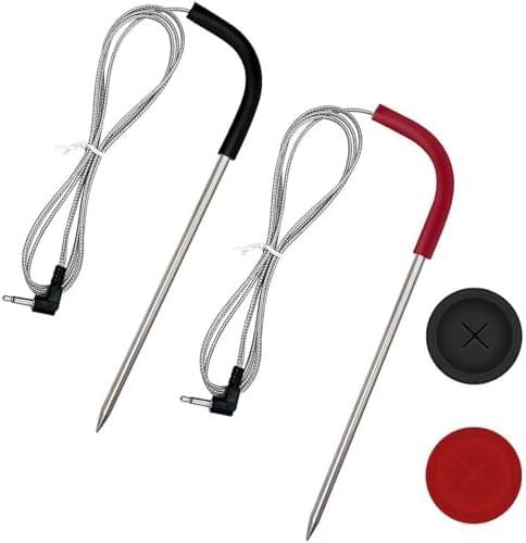 LESYAO 2-Pack Meat Thermometer Replacement for Pit Boss Pellet Grills and Smokers, 3.5 mm Plug Waterproof Probes with 2 Pack Probe Grommets