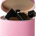 RSRSLEII Pink Aesthetic Makeup Bag, Travel Makeup Vanity Case with Divider and Handle, Waterproof PU Leather Cosmetic Organizer Bag, Portable Toiletry Bag for Women(02Pink)