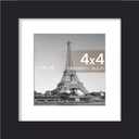 Upsimples 4x4 Picture Frame, Display Pictures 3x3 with Mat or 4x4 Without, Wall Hanging Photo Frame, Black, 1 Pack