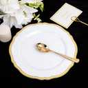 Hioasis 60pcs Gold Plastic Plates - White and Gold Disposable Dinnerware with Gold Rim, Heavy-duty, 10 inch, Dinner Plates for Party & Wedding & Mothers Day