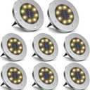 ZGWJ Solar Ground Lights, 8 LED Garden Lights Disk Outdoor Waterproof Landscape for Yard Walkway Patio Lawn Driveway Decoration (8 Pack Warm White)