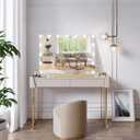 halumao Vanity Makeup Mirror with Lights, 22.8" x 19" Large Light Up Mirror with Smart Touch 3 Colors Dimmable Gold