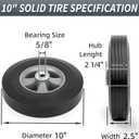 GICOOL 10" x 2.5" Flat-Free Solid Rubber Tire and Wheel 5/8" Axle Bore Hole, 2 1/4" Offset Hub, Replacement 4.10/3.50-4" for Hand Truck Dolly Trolley Garden Wagon Cart Generator, 2 Pack, 10" , Bore Dia.5/8" Plastic Rims