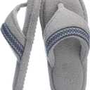 Flip Flops House Slippers for Women Indoor House Shoes with Soft Terry Cloth Ladies Thong Slippers with Non-Slip Sole and Memory Foam Grey (Gray)