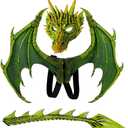 CRTEPST Dragon Costume for Kids Boys Girls, Dragon Wing Tail Mask Set,Halloween Dinosaur Cosplay Set for Child