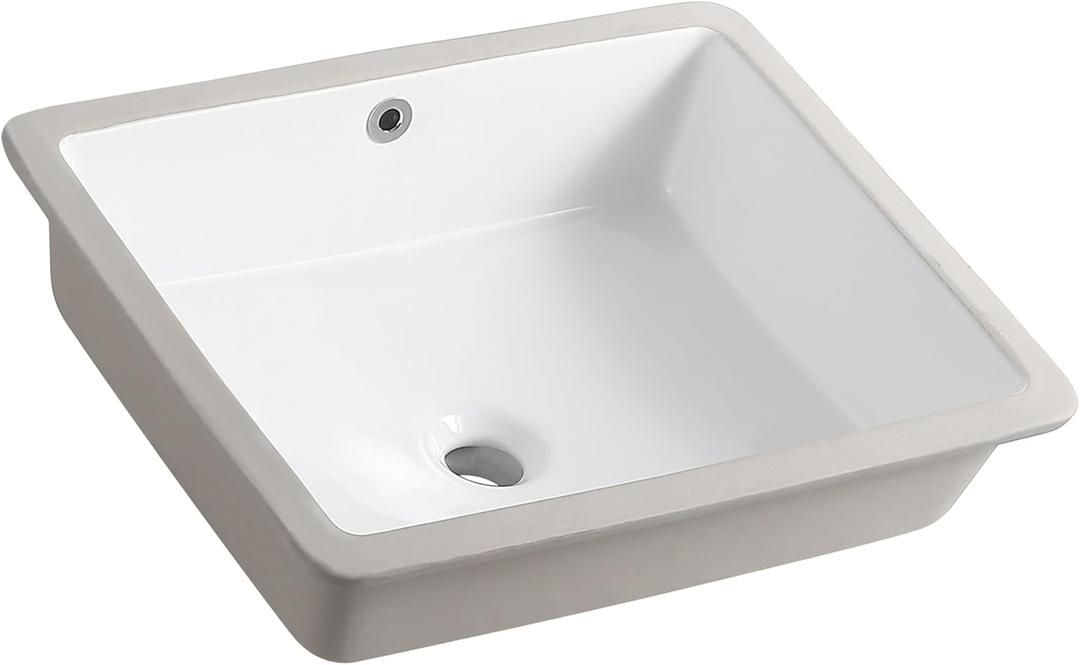 20 Inch Rectangle Undermount Bathroom Sink 19.5" X 15.9" Under Counter Vanity Sink Opening Size 17.5" x 13.78" White Porcelain Basin Sink Lavamanos Para Baos