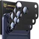 UniqueMe for 3 Pack iPhone 17 Pro Camera Lens Protector - [Drop Protection] [Case Friendly] 9H Tempered Glass Camera Cover Screen [Update New Version] - All Black