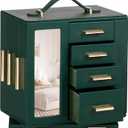 Homde Jewelry Box for Women Large: Rotating Organizer for Ring Earring Necklace Bracelet - 7 Drawers Storage for Dresser (Forest Green), 5.9"D x 5.9"W x 9.25"H