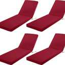 Chaise Lounge Cushions Outdoor Set of 4, 80x26x3 Inch, Burgundy
