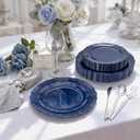 Tinybee 60PCS Blue Plastic Plates - Heavy Duty Blue Disposable Plates, Elegant Plastic Plates for Birthday, Wedding and Party Including 30 Dinner Plates 10 '' & 30 Dessert Plates 7.5 ''