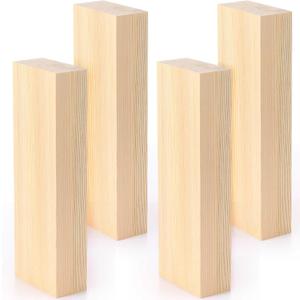 Landical 4 Pack Pine Wood Carving Blocks 12 x 4 x 2 Inch Unfinished Whittling Wooden Blocks for Beginners Home Christmas DIY Arts Supplies
