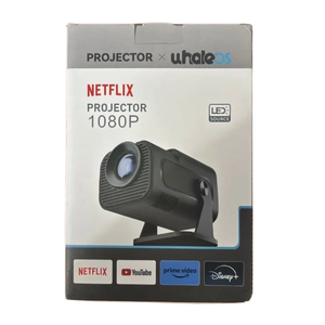 [Netflix Official/Stereo Speaker] 4K Projector with WiFi and Bluetooth, 1080P Native Mini Projector Portable, One-Click Use Built-in Netflix/YouTube/PrimeVideo/D+, Smart Home Outdoor Projector Black