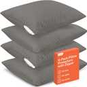Ultra Soft Pillow Protectors with Zipper Standard Size - Set of 4 Breathable Pillow Covers - 100% Protection Against Stains, Dust & Dirt - Machine Washable (Gray)