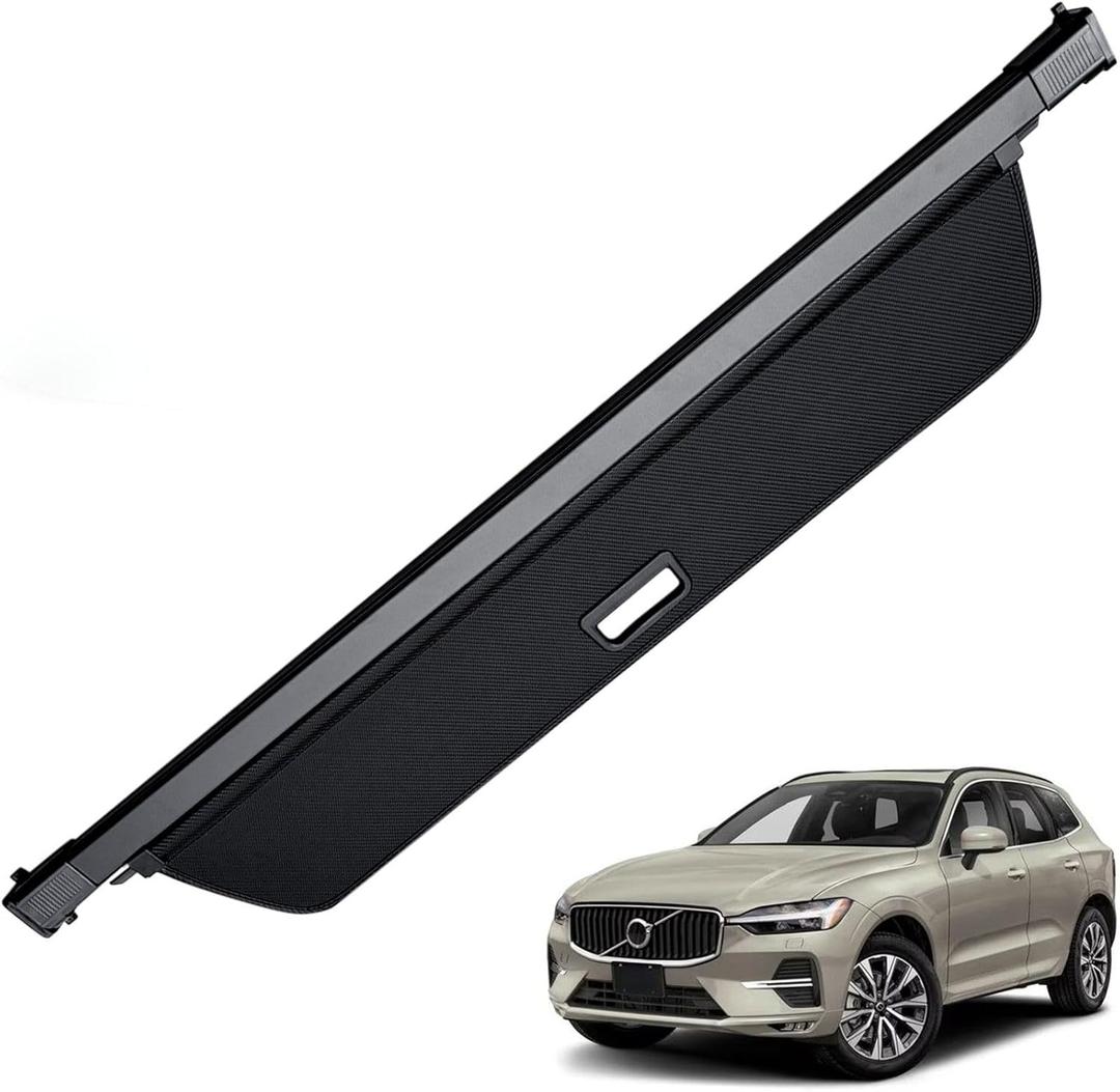 AUXKO Retractable Cargo Cover for Volvo XC60 2026-2018, Trunk Cargo Cover Luggage Security Shade Cover for 2026 2025 2024 Volvo XC60 Shielding Shade Anti-Peeping Luggage Privacy Screen, Carbon Fiber