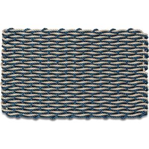 Outdoor Door Mat, The Original Lobster Rope Doormat, All Weather Mats, Woven Door Mat from Nautical Rope, Front Door Welcome Mats, (Navy/Dark Tan Double Weave, 18 x 30 Inch)