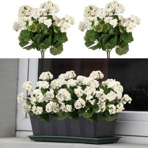 4PCS Home Decor Fake Plants Artificial Flowers Artificial Geraniums Outdoor Fake Flowers Artificial Flowers Fake Silk Bouquet, Fall Decor for Interior Porch Garden Decoration 14.4" (White)